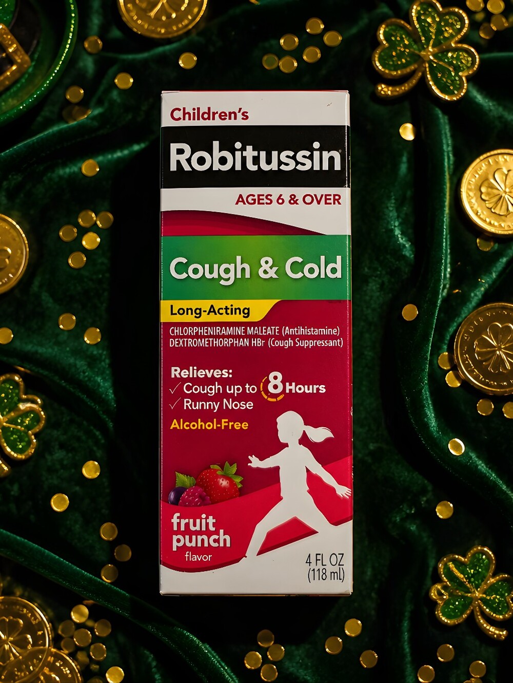 Children's Robitussin Cough&Cold Long-Acting- Fruit Punch Flavor-4oz -Age 6+-New